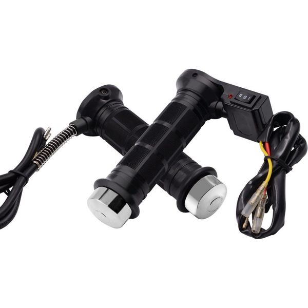 

black 1 pair 7/8" 22mm motorcycle grips universal electric hand heated handlebar grip adjustable temperature