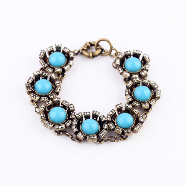 

fashion women jewelry accessorie vintage metal blue resin bracelet, Black