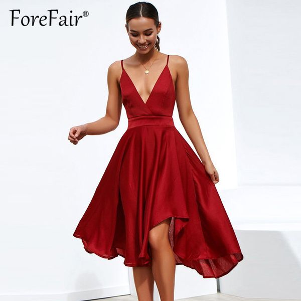 

forefair plus size dress summer 2019 women elegant midi beach dresses deep v neck backless tie bow high waist a line dress, Black;gray
