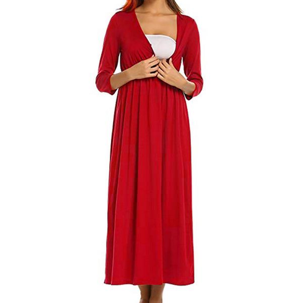 

2018 fashion summer dress female women solid v-neck three quarter sleeve maternity pregnant dress elbise robe vestidos, Black;gray