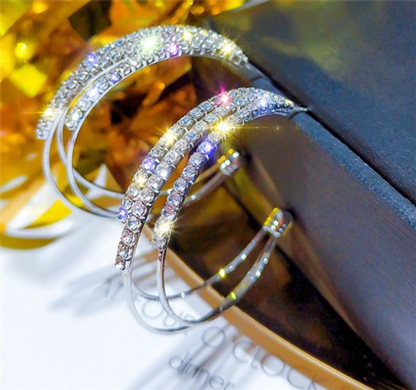 

925 silver needle european and american exaggerated full diamond geometry ring earrings earrings pendant earrings female