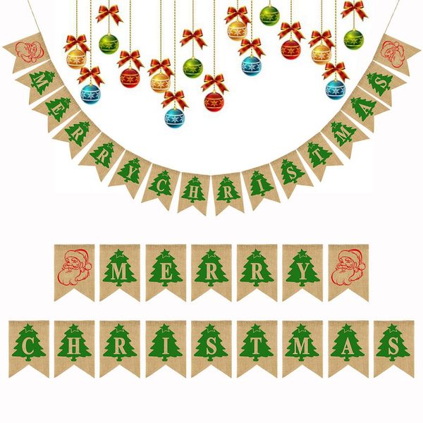 

christmas decoration flag flower banner merry christmas linen swallowtail flag