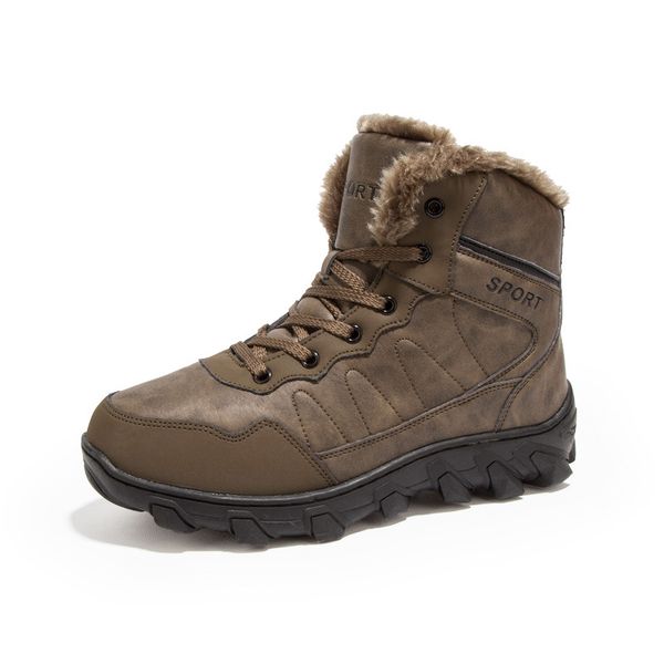 

winter safety army boots men's cotton shoes snow boots plus velvet thick warm high shoes outdoor waterproof work casual, Black