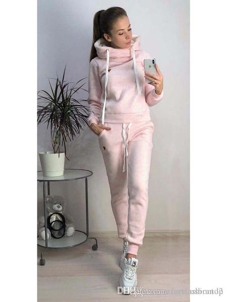 

winter thick sports women suits hoodies pants 2pcs tracksuits clothing sets, Gray