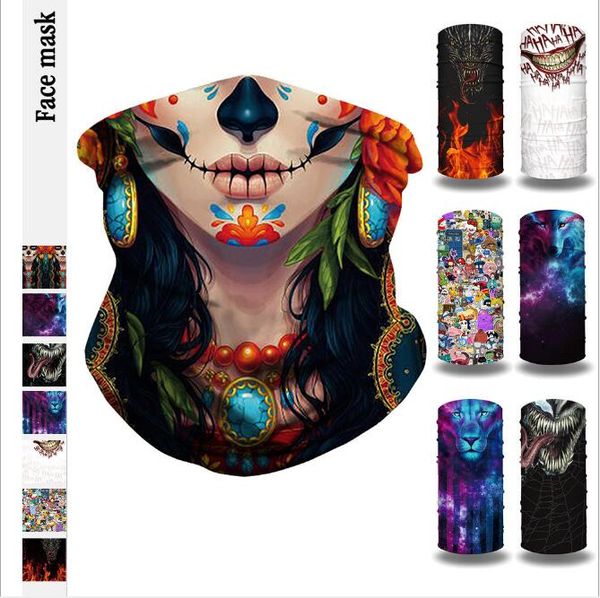 

cartoon character 3d digital printing face mask magic scarf outdoor sports insect prevention beanie sports wristbands designer masks ha909