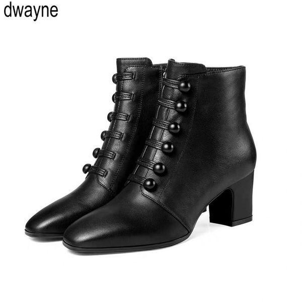 

autumn boots women vintage leather ankle short casual botas non-slipwestern boots cowboy motorcycle pour women 2020, Black