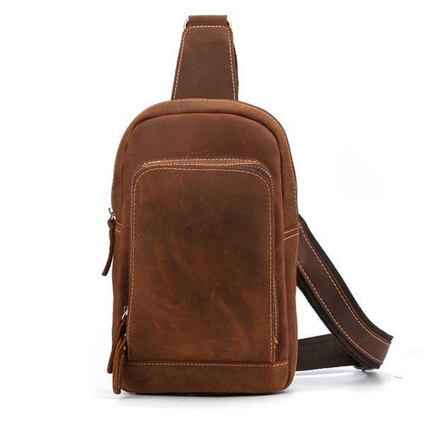 

luufan genuine leather men's crossbody bag single shoulder chest sling pack bag leisure messenger crossbody chest for men