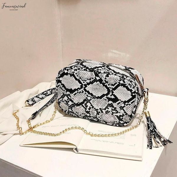 

crossbody bag for women fashion serpentine snake pu leather shoulder bag female serpentine print messenger bag women brand tassel