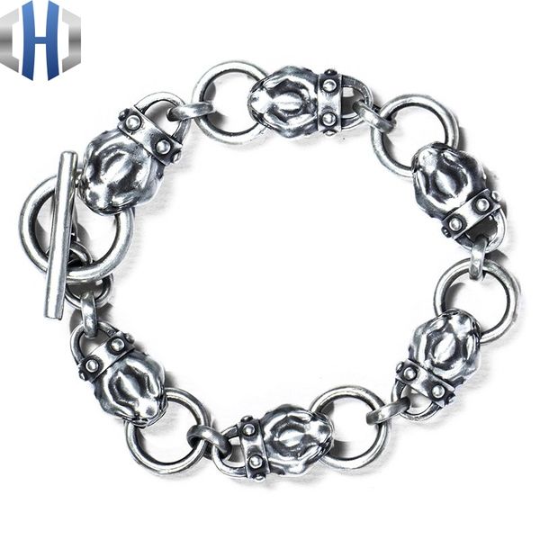 

original design handmade silver bracelet bracelet personality 925 silver snake snake head men and women, Black