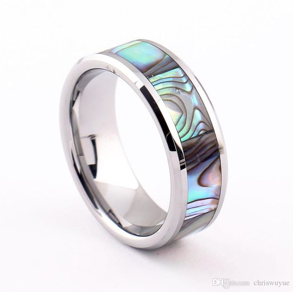 

8mm width tungsten steel shell ring for men tungsten rings fine fashion jewelry tr02, Slivery;golden