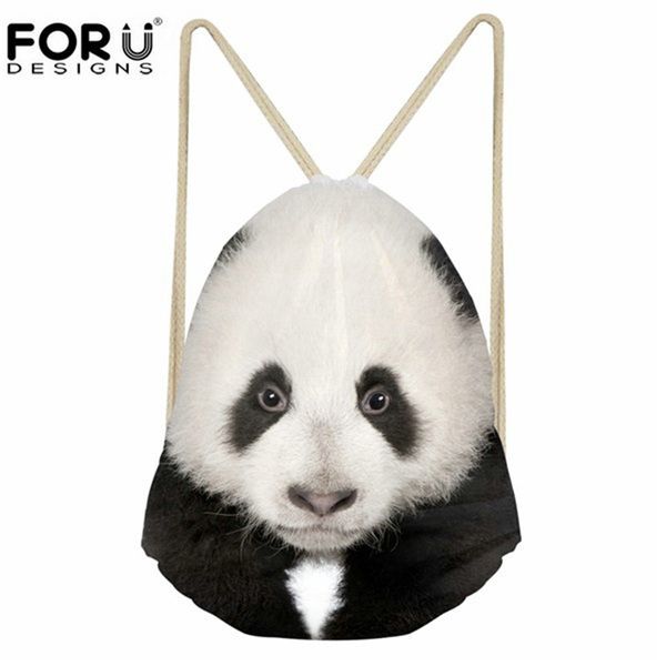 

forudesigns cute 3d animal panda printing girls drawstring bags casual travel beach backpacks chidren bundle storage schoolbags