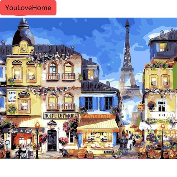 

painting by numbers house scenery drawing on canvas handpainted art picture kits diy gift home decoration