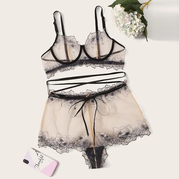 

women lingerie corset lace underwire racy muslin sleepwear underwear +briefs e55, Red;black