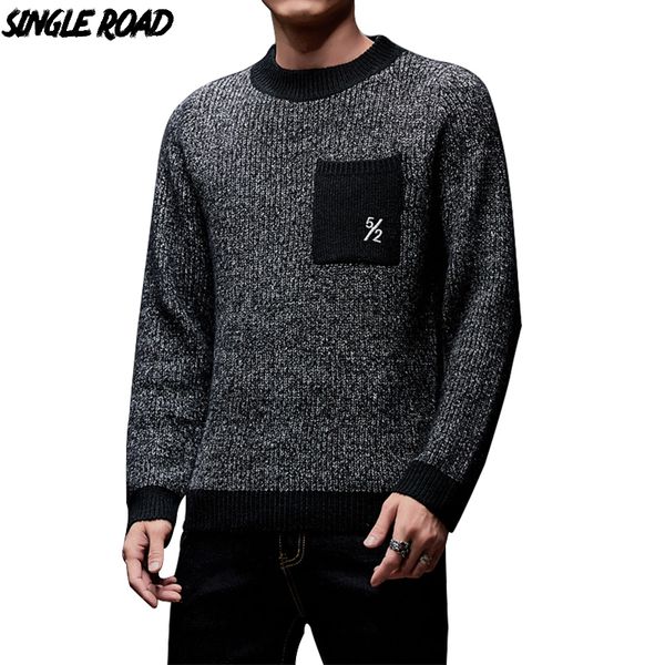 

singleroad thick sweater men 2019 winter wool clothes knitted pullover cashmere sweaters male loose fashion jumper high quality, White;black