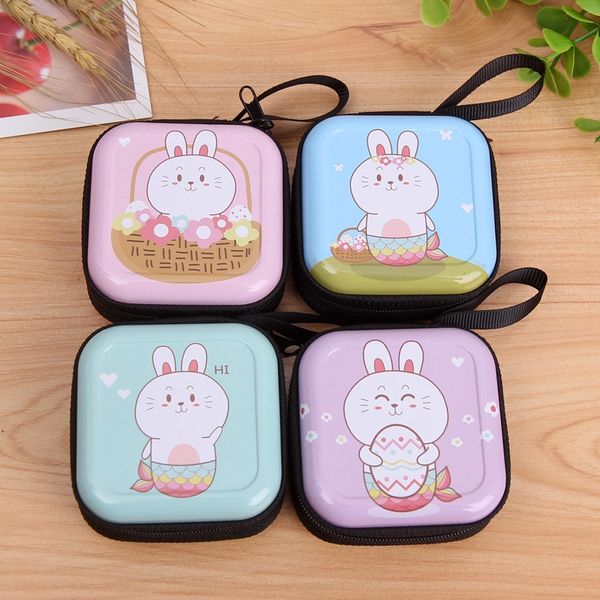 

cartoon tinplate coin purse mini portable round zipper earphone square storage bag wallet earphone wallet coin key storage bag