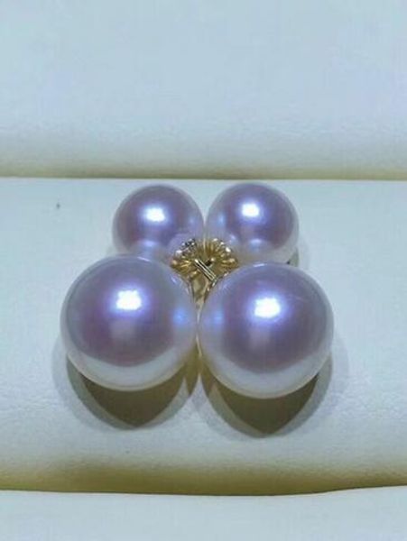 

par de 6-12mm mar del sur blanco perla pendientes dearring 18 k, White