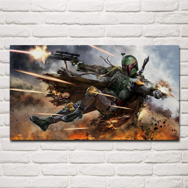 

боба фетт битва фэнтези гостиная украшение дома стены искусства декор деревянная рамка ткани плакаты kf511