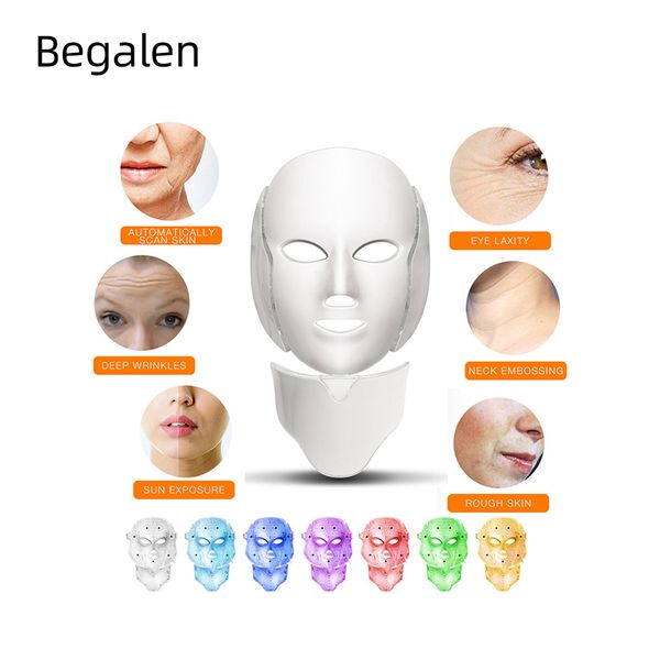 

7 color light led pn pdt facial mask face skin care rejuvenation therapy device portable home use anti acne therapy whitening skin tool