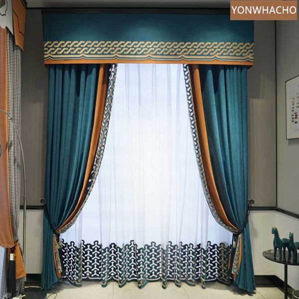 

curtain & drapes custom curtainssimple modern living room hollow embroidery nordic blue cloth blackout valance tulle panel c113