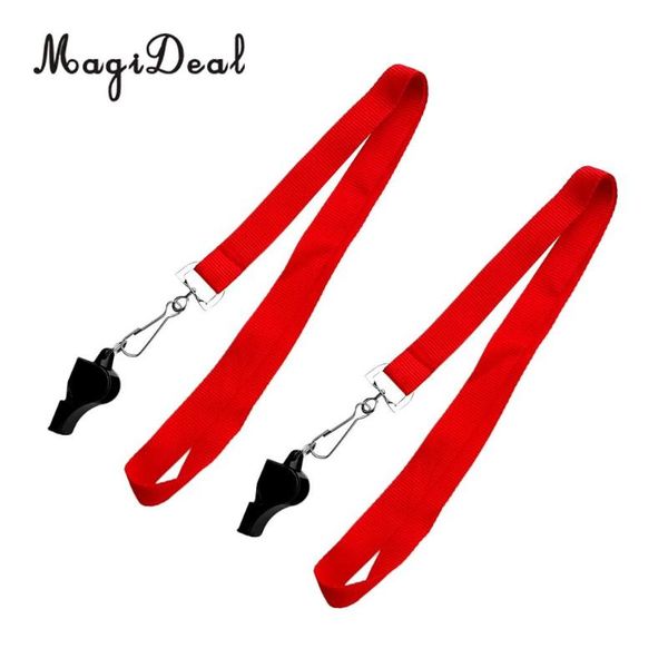 

pack of 2 plastic scuba snorkeling safety emergency survival whistle lifeguard rescue signaling whistle with lanyard 23 inch