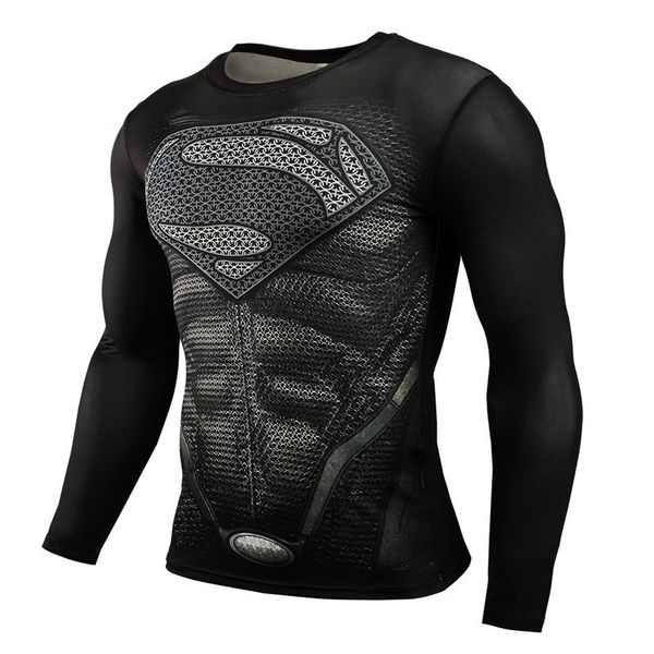 

new 2018 men's gym t-shirt fitness sport running shirt men punisher rashgard long sleeve compression shirts g24-cz880, Black;blue