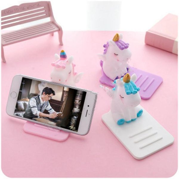 

3 colors popularity unicorn mobile phone bracket pvc deskadjustable phone stent multi function portable phone holder fa2994