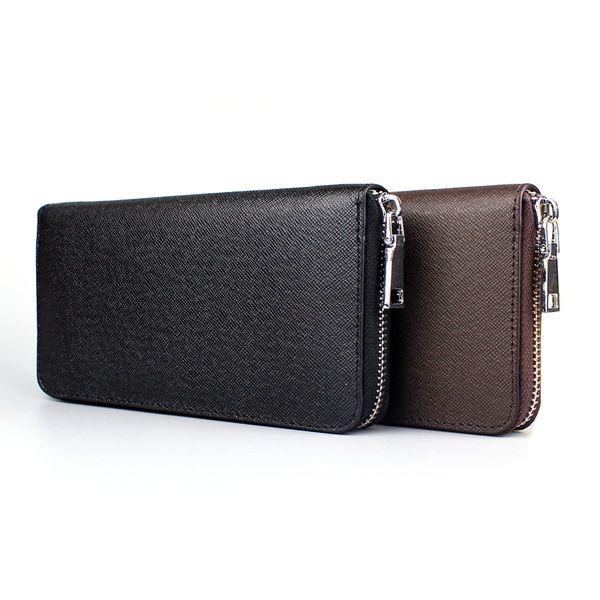 

genuine leather men wallet designer brand coin purse long zipper wallets large capacity male business clutch card holder wallets, Red;black