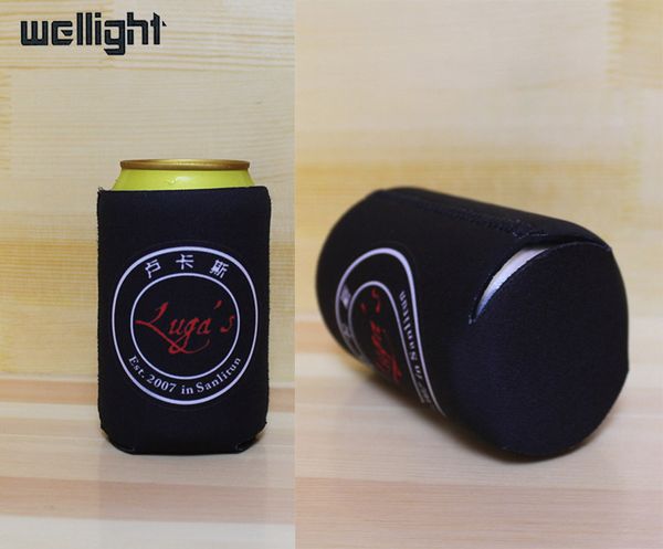 

100pcs/lot neoprene stubby holder with customized logo print beer bottle can coolers with bottom small order wedding gift