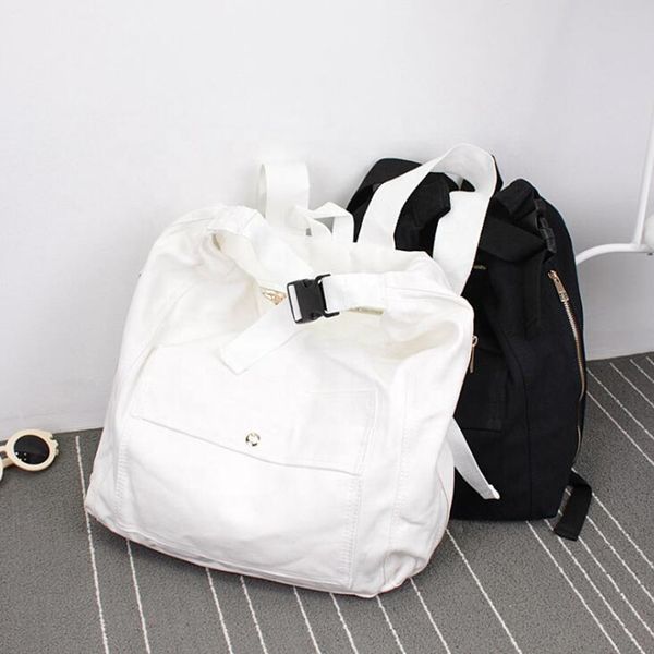 

custom instagram style plain women travel large canvas shoulder bag backpack