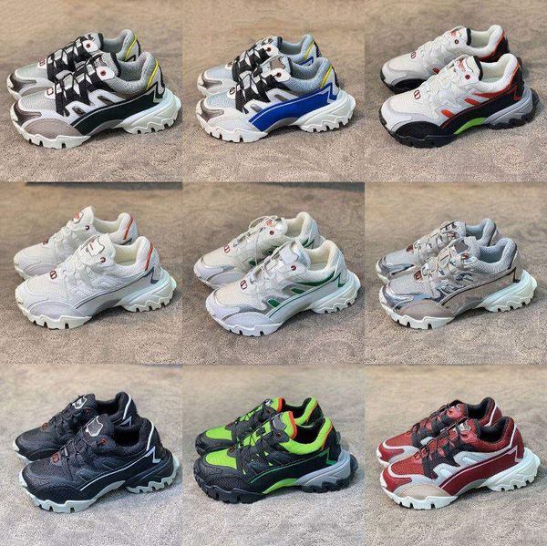 

designer men luxury camouflage rivets platform week quailty catwalk couple women casual flat retrace sneakers running shoes vintage, Black