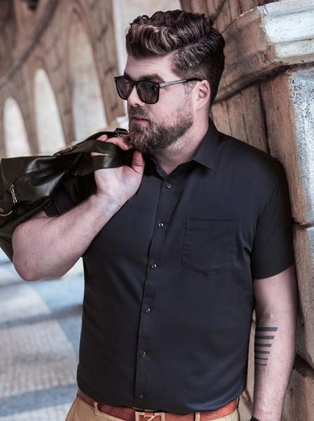 

платье рубашка плюс размер бизнес рубашки с короткими рукавами сплошной цвет рубашки 5xl мужчины мужчины, White;black