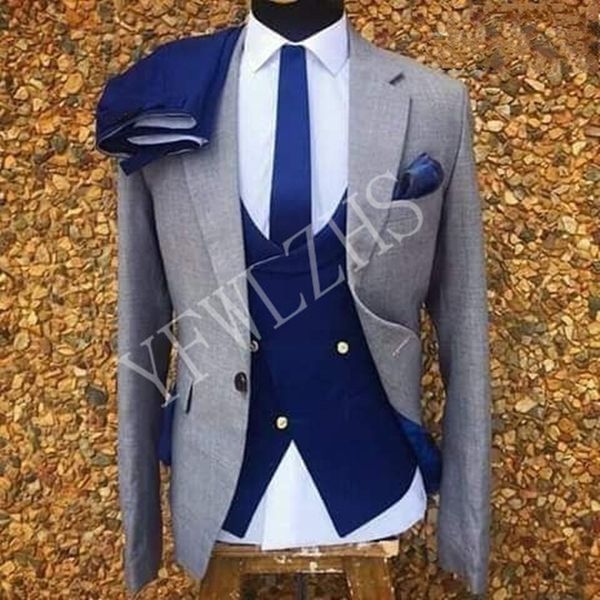 

красивый one button groomsmen нотч groom tuxedos мужские костюмы свадебные / выпускной вечер / ужин шафер blazer (куртка + штаны + tie + ves, Black;gray