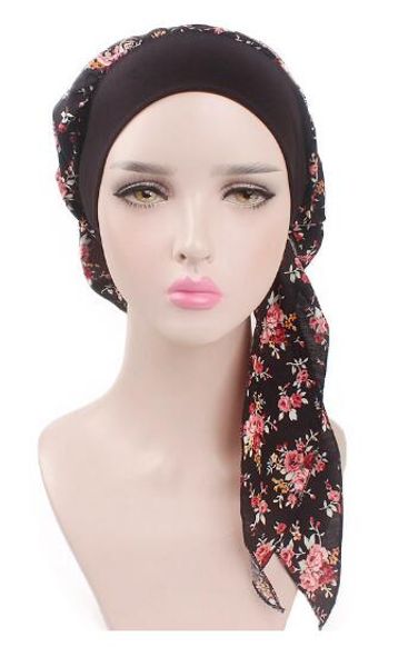 

new fashion spring and summer women's elastic hair band headband hats rural wind cotton chemotherapy caps, Blue;gray