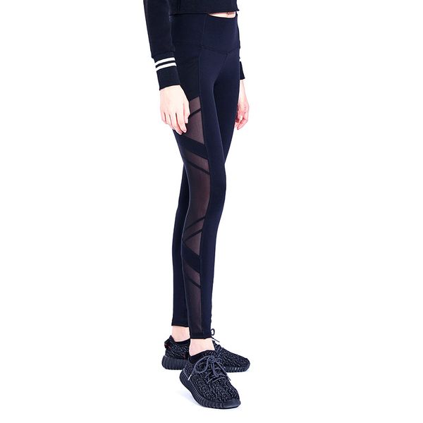 

lanbaosi women's yoga high waist mesh pants super soft running leggings elastic gym fitness tights, Black;blue