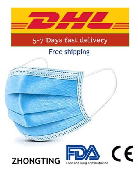 

dhl face mask disposable non-woven 3-layer bfe &gt; 95% *150pcs ting
