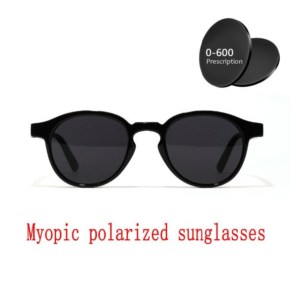 

mincl finished men's polarized myopia sunglasses brand designer optical prescription myopia round punk driving sunglasses fml, White;black