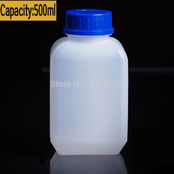 

pe lab theftproof reagent bottle with scale plastic sample bottle with screw lid flat for experiment 500ml 6pcs/pack