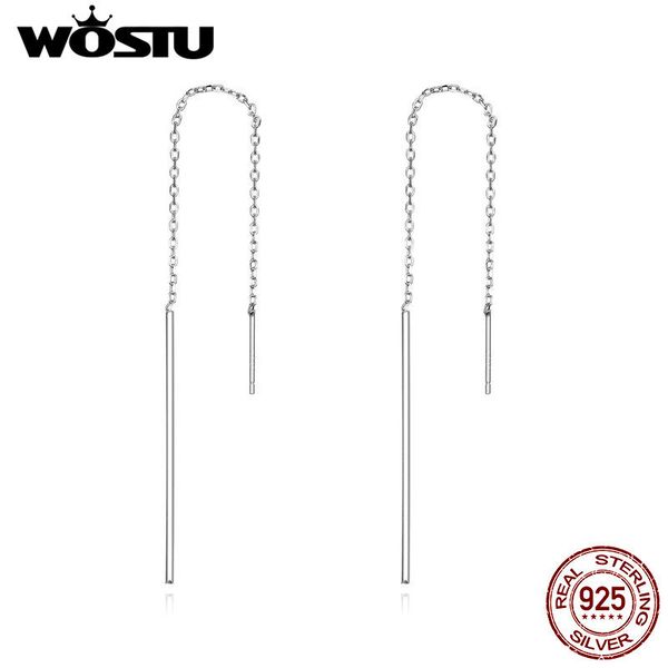 

wostu new arrival 925 sterling silver original elegant line long drop earrings for women 2019 fashion silver jewelry cqe490