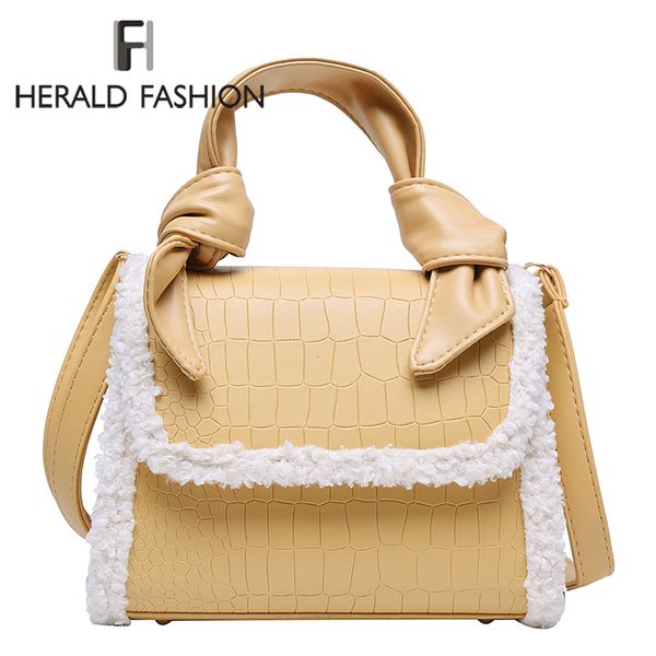 

small pu leather crossbody bags for women 2019 winter faux fur design fashion stone pattern shoulder messenger bag handbags