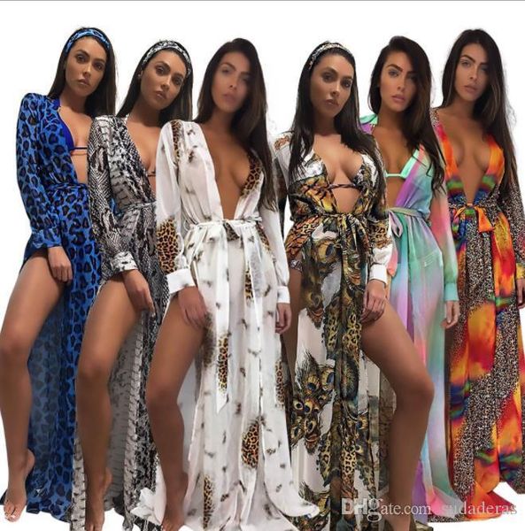 

women bikini smock summer beach long chiffon leopard colorful boho dresses holiday dressing, Black;gray