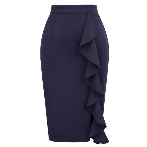 

women skirts ruffle skirt womens skirts new ruffles skirt wear to business work office high waist casual slim midi skirts summer, Black