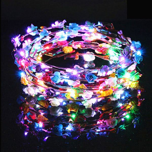 

eco friendly flashing flower wreath hair led light wreathes headwear glowing headband wreath hairband luminescent wreath party