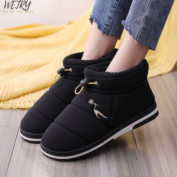 

2020 ankle boots for women boots fur warm snow female winter shoes women waterproof padded winter booties footwear, Black