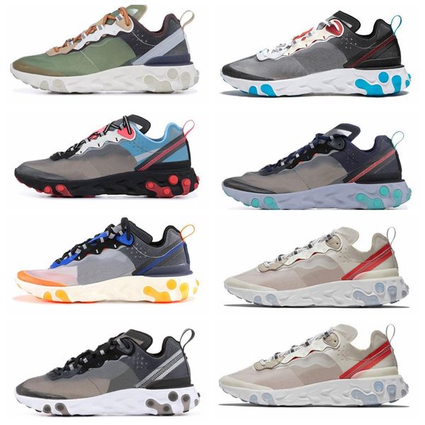 

2019 new react element 87 mens womens fashion designer sail light bone signal blue green mist electric yellow casual shoesj6