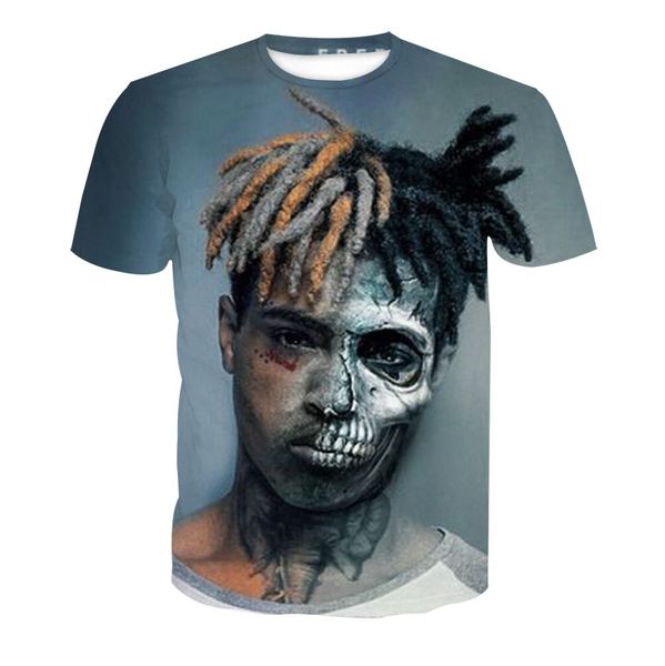 

новые горячие мода мультфильм рэппер xxxtentacion cospiay футболка 3d печати мужчин / женщин лето круглый воротник с коротким рукавом случай, White;black