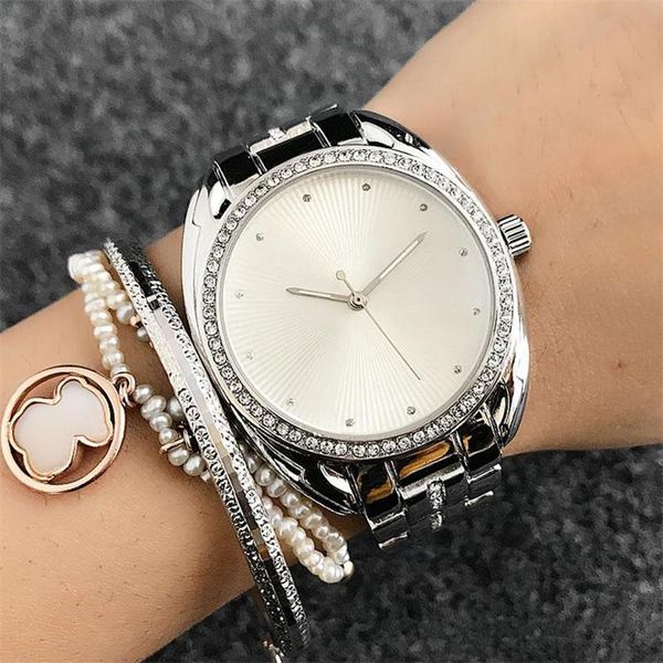 

Women's simple casual Design Quartz Watches ladies rose gold stainless steel Drill collar dial Quartz Watches Wholesale Free Shipping