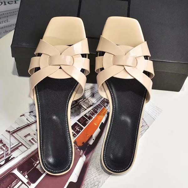 

new 2020classic designer italian luxury genuine leather outdoor women flats casual shoes fashion slipper summer sandals, Black