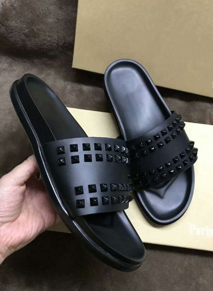 

donna studded willow nail slippers designer willow nails soft bottom rubber slippers men nail shoes, Black