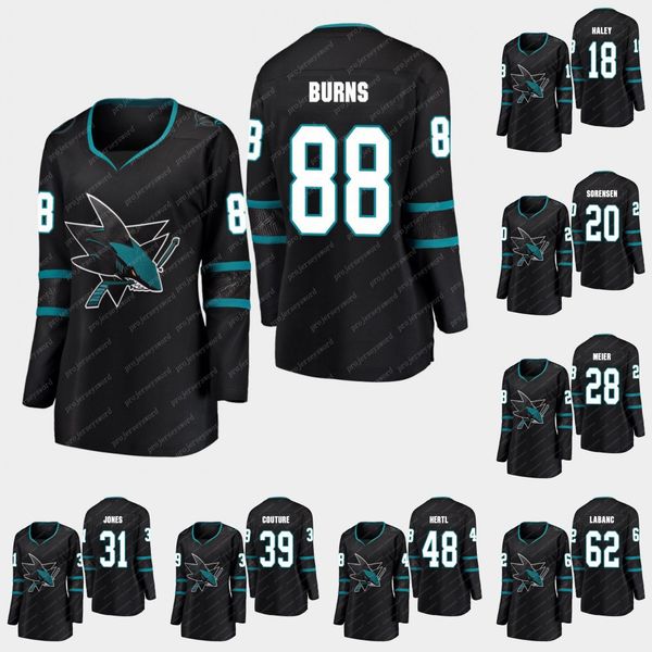 

womens san jose sharks brent burns martin jones timo meier evander kane tomas hertl kevin labanc erik karlsson radim simek hockey jerseys, Black;red