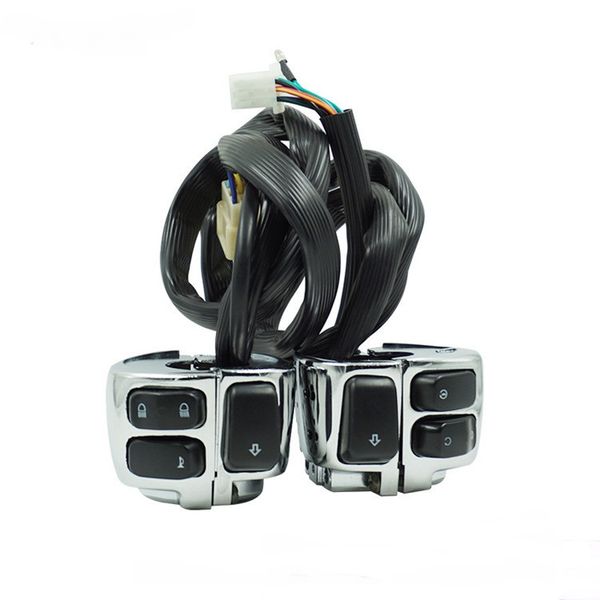 

1 pair motorcycle horn turn signal headlamp silver housing switch 1" handlebar
